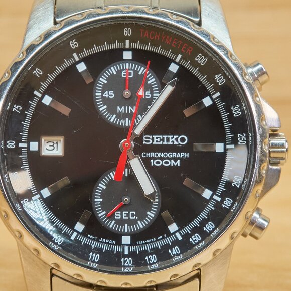 Vintage Seiko 7T94-0AH0 Chronograph Quartz Mens Watch - Picture 2 of 13